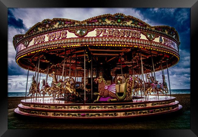 Brighton Seafront Carousel Framed Print by Chris Lord