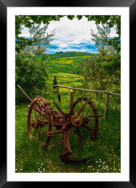 View From A Farm In Tuscany Framed Mounted Print by Chris Lord