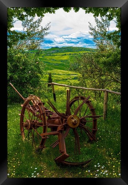 View From A Farm In Tuscany Framed Print by Chris Lord