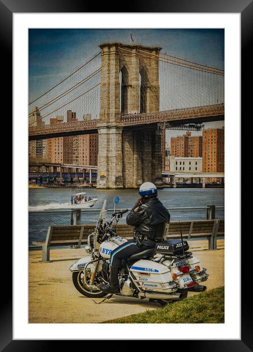 NYPD Call Home Phone Break Framed Mounted Print by Chris Lord
