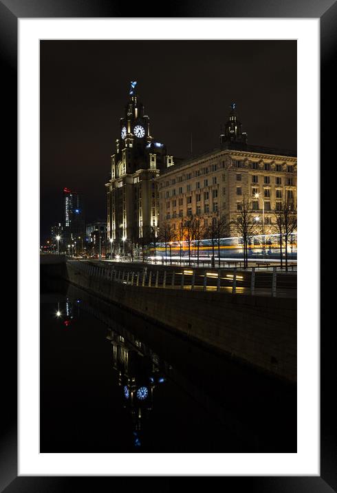 Traffic trails on the Liverpool waterfront Framed Mounted Print by Jason Wells