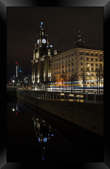 Traffic trails on the Liverpool waterfront Framed Print by Jason Wells