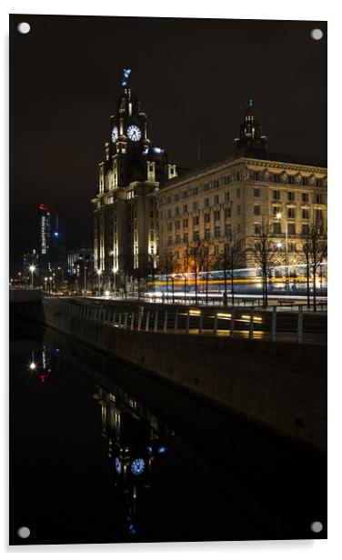Traffic trails on the Liverpool waterfront Acrylic by Jason Wells