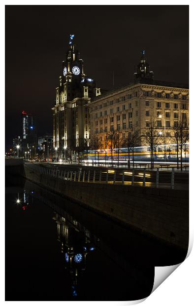 Traffic trails on the Liverpool waterfront Print by Jason Wells