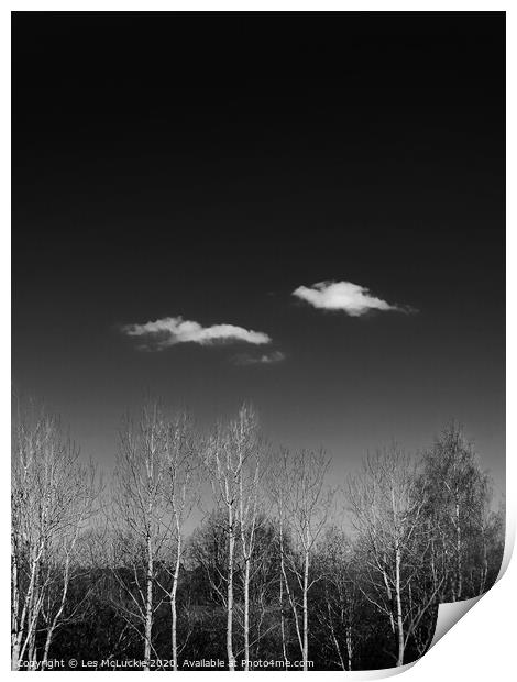 Enchanting Forest Blanketed by Mysterious Clouds Print by Les McLuckie