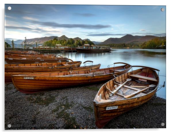 Derwent Water Landing Stage and Catbells Acrylic by Simon Booth