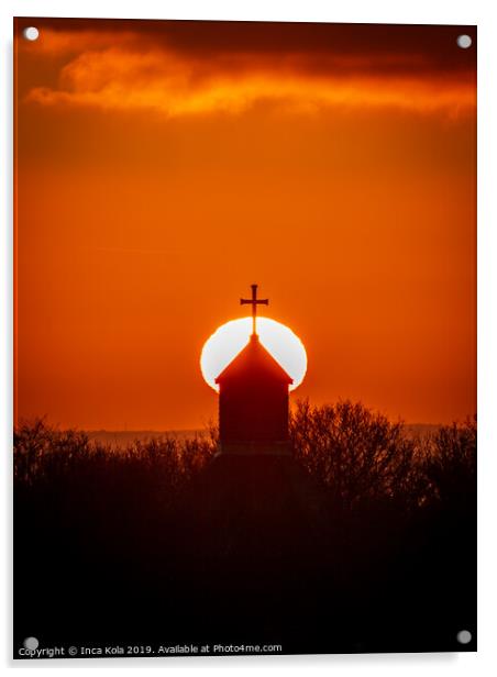 Sunrise Over The Church Spire Acrylic by Inca Kala