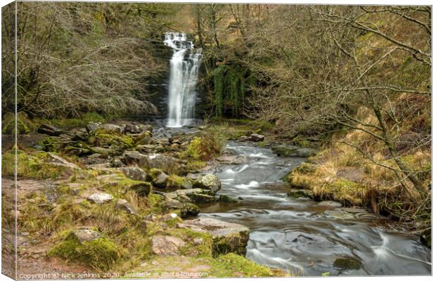 Blaen y Glyn falls Caerfanell River Brecon Beacons Canvas Print by Nick Jenkins