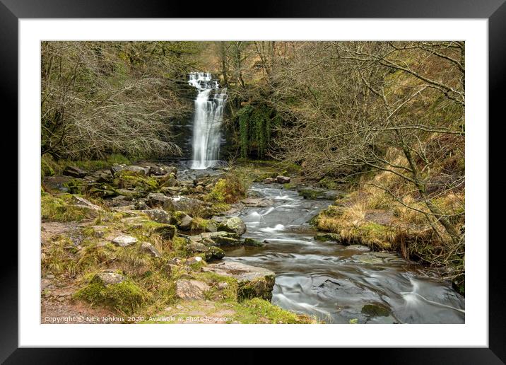 Blaen y Glyn falls Caerfanell River Brecon Beacons Framed Mounted Print by Nick Jenkins