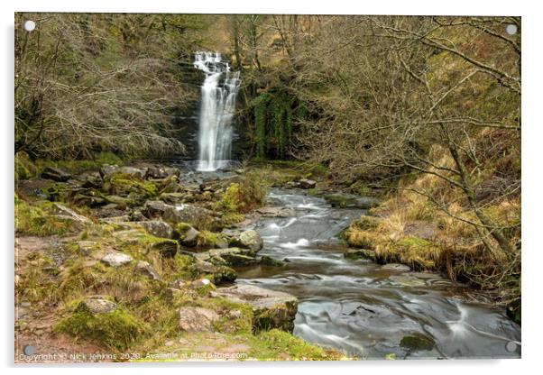 Blaen y Glyn falls Caerfanell River Brecon Beacons Acrylic by Nick Jenkins