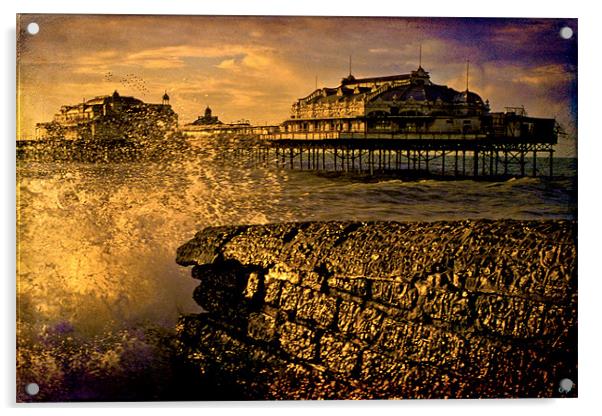 West Pier Splash Acrylic by Chris Lord