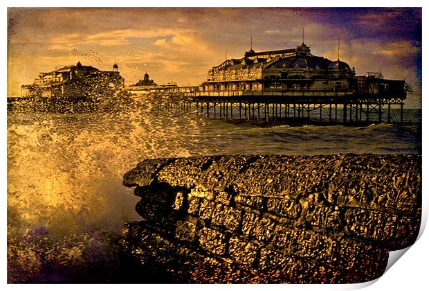 West Pier Splash Print by Chris Lord