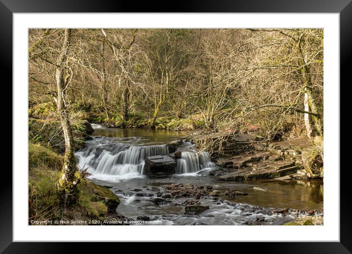 Waterfall Pont Cwm y Fedwen Brecon Beacons Powys Framed Mounted Print by Nick Jenkins
