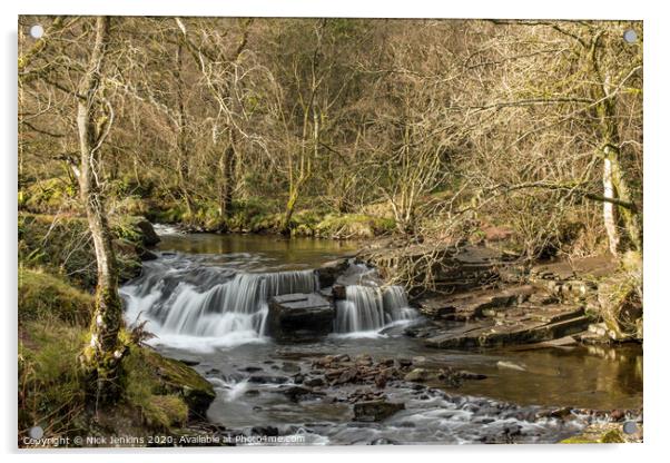 Waterfall Pont Cwm y Fedwen Brecon Beacons Powys Acrylic by Nick Jenkins