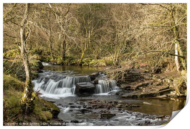 Waterfall Pont Cwm y Fedwen Brecon Beacons Powys Print by Nick Jenkins