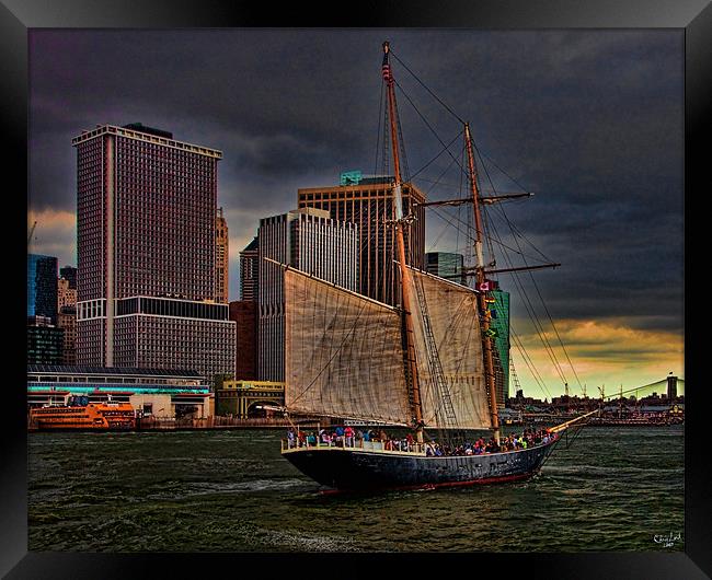Sailing the East River Framed Print by Chris Lord