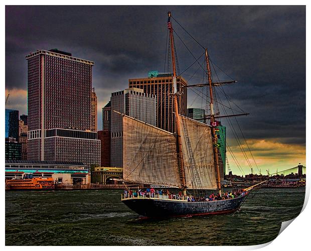 Sailing the East River Print by Chris Lord