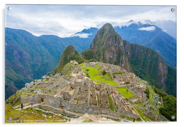 Machu Picchu Ruins Panorama Acrylic by Graham Prentice