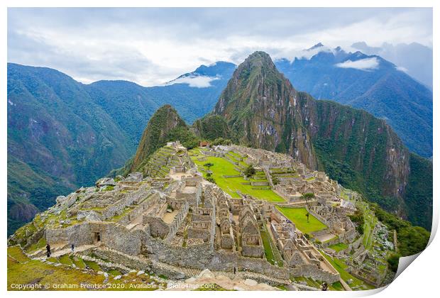 Machu Picchu Ruins Panorama Print by Graham Prentice