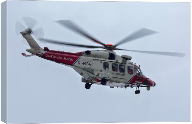 Coastguard Rescue Helicopter Canvas Print by Derek Beattie