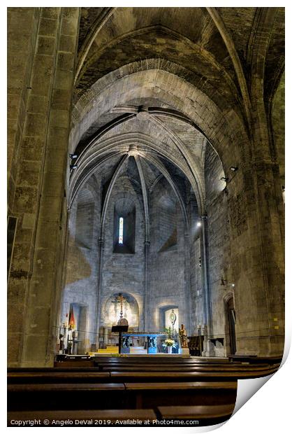 Saint Victor Medieval Abbey interior in Marseilles Print by Angelo DeVal