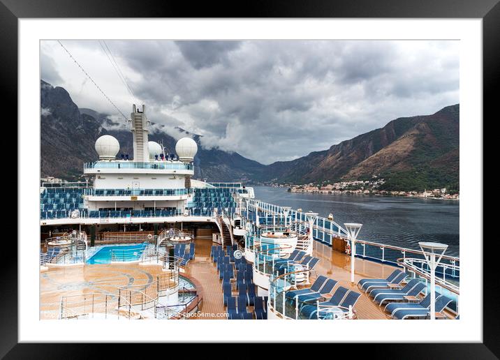 The cruise ship Royal Princess in the Bay of Kotor Framed Mounted Print by Kevin Hellon