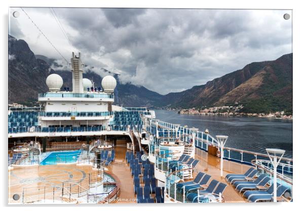 The cruise ship Royal Princess in the Bay of Kotor Acrylic by Kevin Hellon