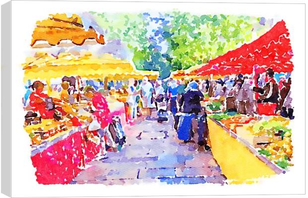 The Cours Lafayette Market, Place Louis Blanc, Toulon, France Canvas Print by Kevin Hellon