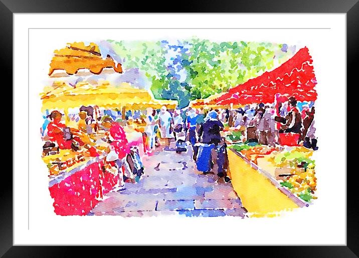 The Cours Lafayette Market, Place Louis Blanc, Toulon, France Framed Mounted Print by Kevin Hellon