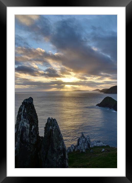 Sunset Dunmore Head Framed Mounted Print by barbara walsh