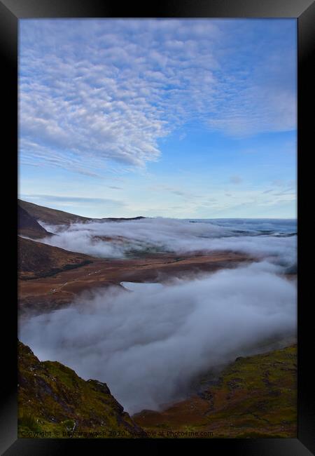 Foggy view from the Conor Pass Framed Print by barbara walsh