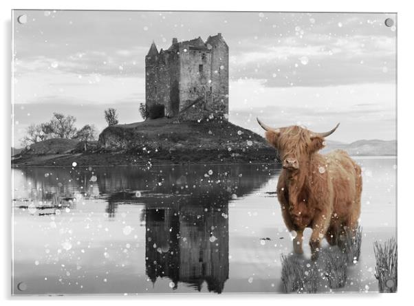 The Highlanders Castle Acrylic by Samuel Kerr