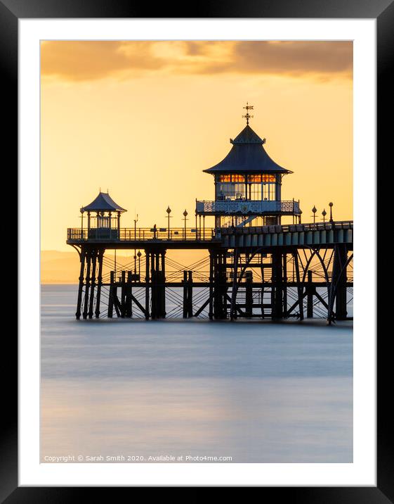 Clevedon Pier Sunset Framed Mounted Print by Sarah Smith