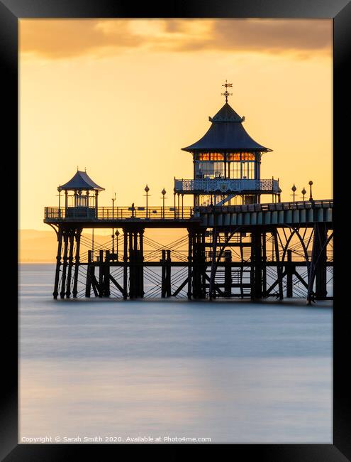 Clevedon Pier Sunset Framed Print by Sarah Smith
