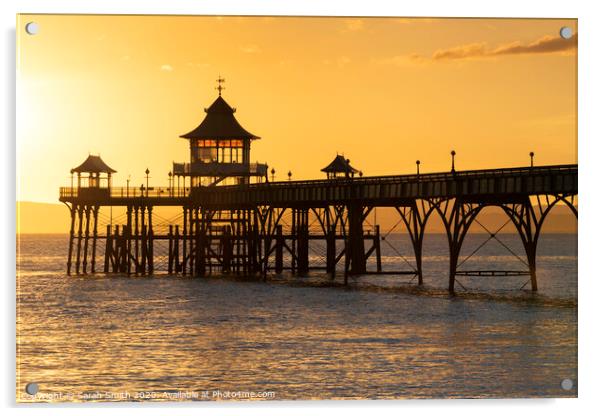 Golden sunset at Clevedon Acrylic by Sarah Smith