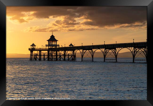 Clevedon Pier at sunset Framed Print by Sarah Smith