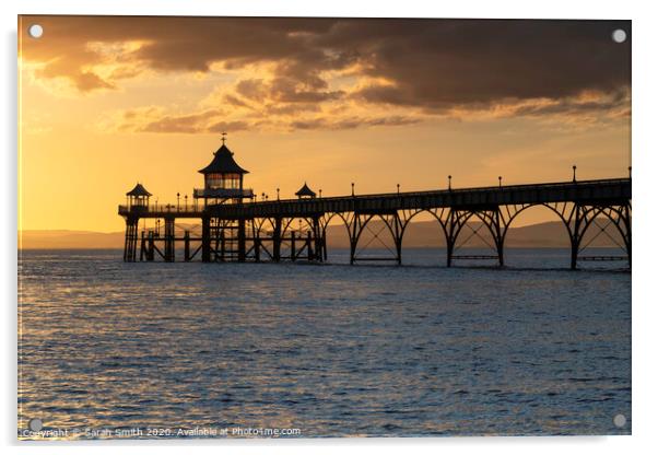 Clevedon Pier at sunset Acrylic by Sarah Smith