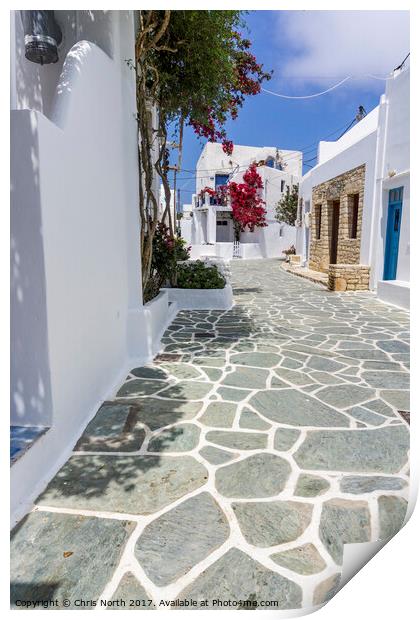 Old town at Folegandros. Print by Chris North