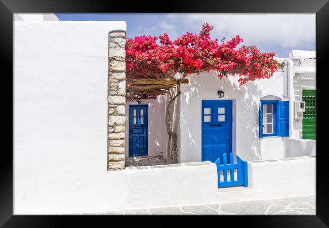 Cottage in the old town at Folegandros. Framed Print by Chris North