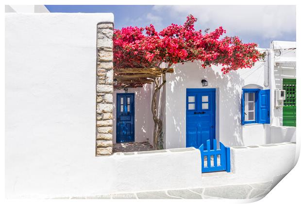 Cottage in the old town at Folegandros. Print by Chris North