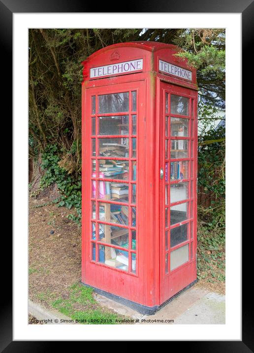Red telephone box as a mobile library Framed Mounted Print by Simon Bratt LRPS