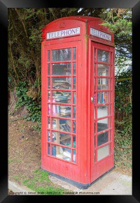 Red telephone box as a mobile library Framed Print by Simon Bratt LRPS