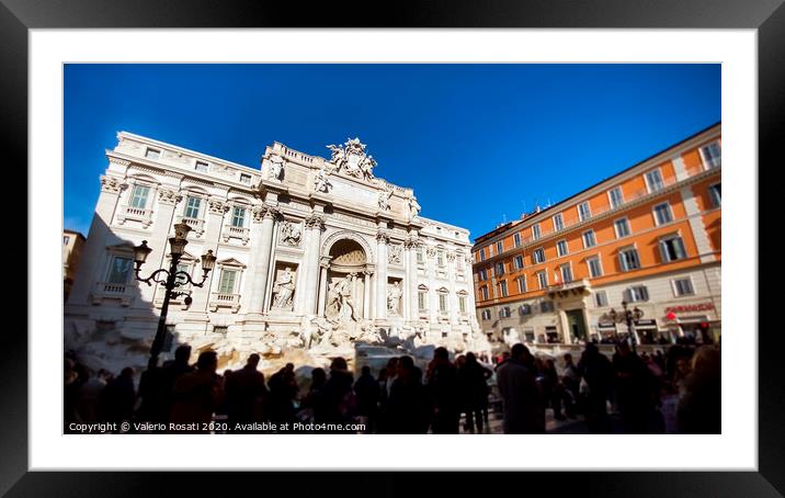 The marble facade of the Trevi Fountain illuminated by the sun Framed Mounted Print by Valerio Rosati
