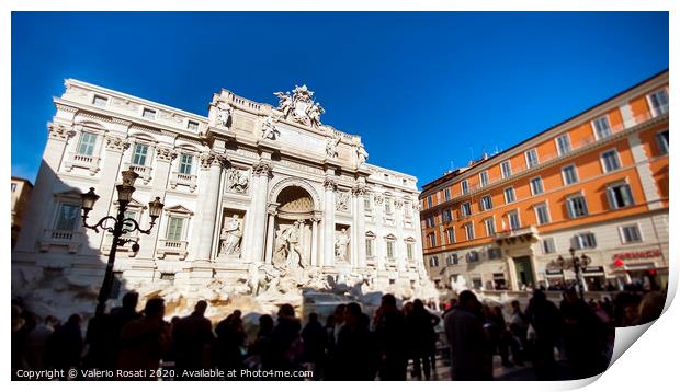 The marble facade of the Trevi Fountain illuminated by the sun Print by Valerio Rosati