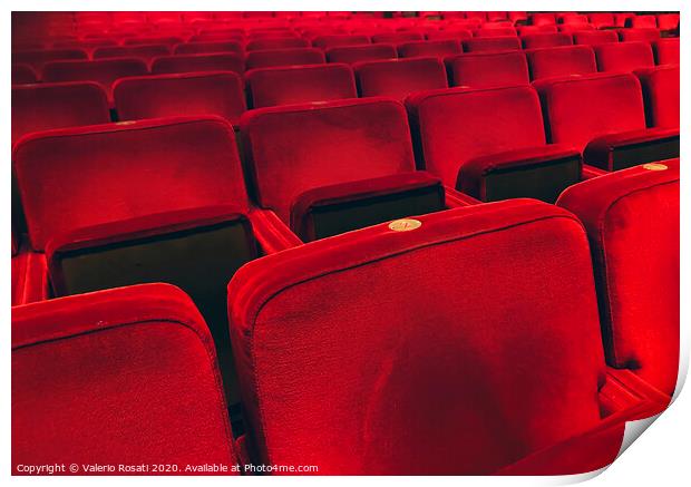 Empty red velvet armchairs Print by Valerio Rosati