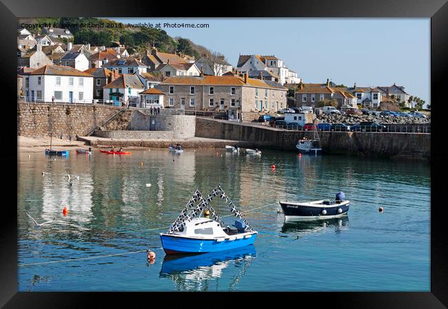 high tide at mousehole in cornwall Framed Print by Kevin Britland