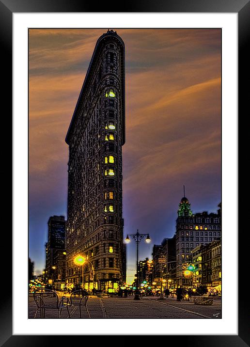 The Flatiron At Twilight Time Framed Mounted Print by Chris Lord