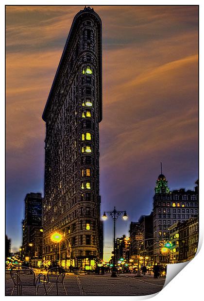 The Flatiron At Twilight Time Print by Chris Lord