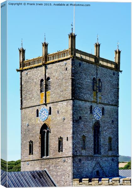 St davids Cathedral Tower and clock Canvas Print by Frank Irwin