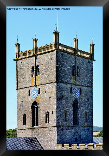 St davids Cathedral Tower and clock Framed Print by Frank Irwin